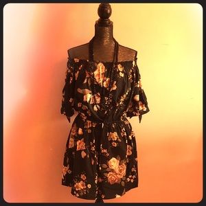 Off Shoulder Floral Short Romper